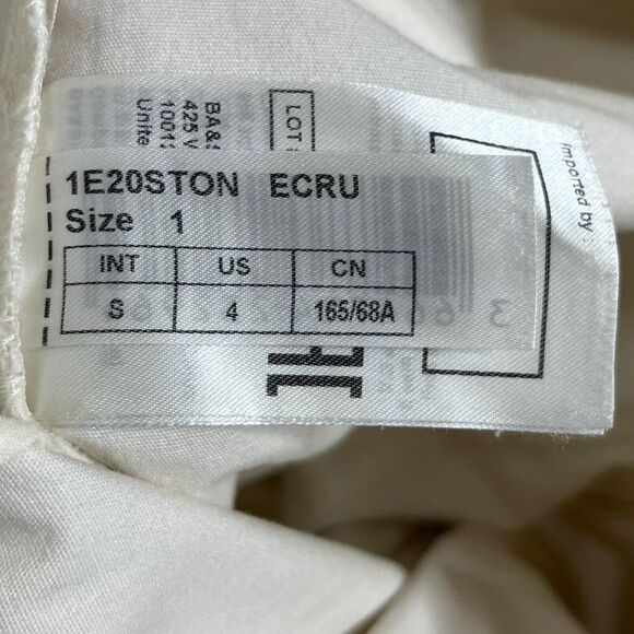 ba&sh Ecru Cotton Stone Pants Women’s Size Small Cropped Paperbag High Rise - Picture 7 of 14